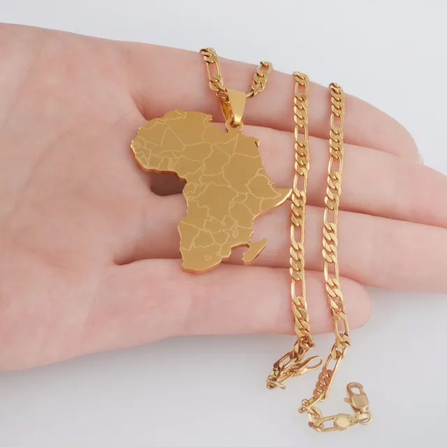Africa pendant and necklace in 18 karat gold plated