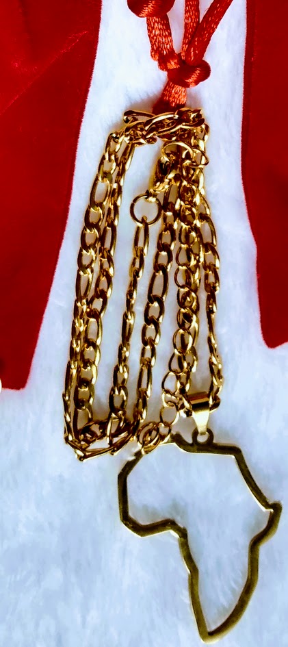 africa map gold plated pendant necklace