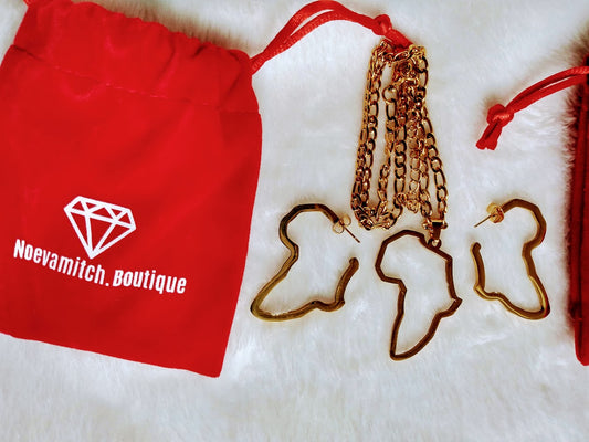 africa map golden plated jewellery set