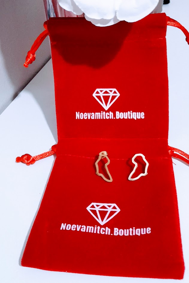 Boucles d'Oreilles mini "Carte d'Afrique" en Plaqué Or 14 karat