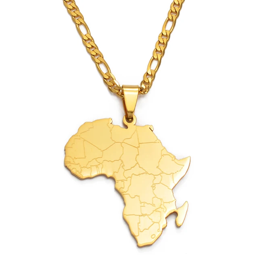 Africa pendant and necklace in 18 karat gold plated