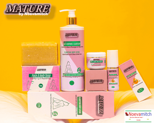 Mature By Noevamitch black and mixed skin care set routine against hyperpigmentation